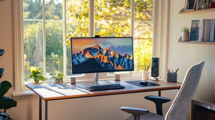 Stylish Ergonomic Desk Setup for Home Office