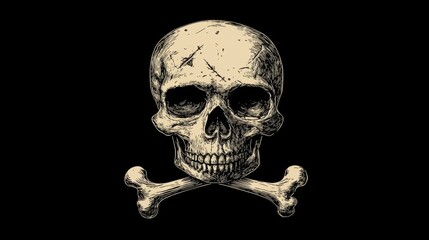 illustration of a skull means danger on black background