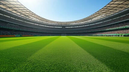 Open Football Stadium with Bright Blue Sky