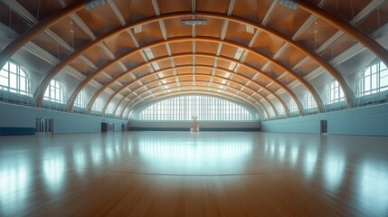 Panoramic View of an Indoor Basketball Court