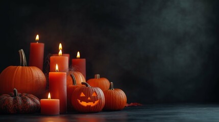 Festive Halloween Candle Arrangement with Pumpkins