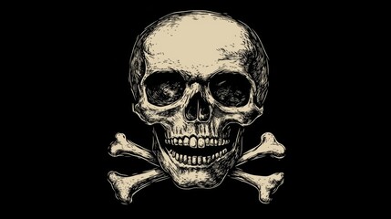 illustration of a skull means danger on black background
