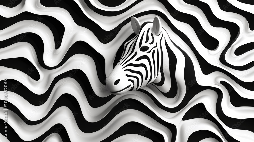 Poster monochrome wavy lines seamless vector pattern with bold curved and swirled strokes