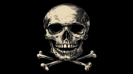 Fototapeta premium illustration of a skull means danger on black background