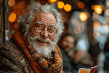 Seniors enjoying a lively Christmas evening playing cards