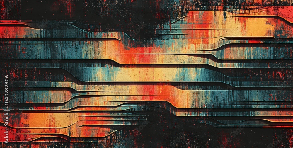 Poster 4k abstract glitch art pattern with colorful digital noise and grunge texture on black background