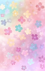 cute phone wallpaper with tiny flowers in pastel colors with low saturation in a doodle or watercolor style