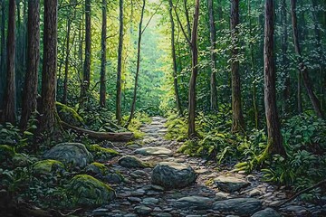 Obraz premium Lush forest scenes that evoke tranquility and peace