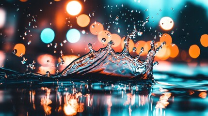 Captivating Splash of Vibrant Water Droplets Frozen in Motion