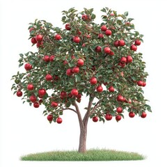 Large Apple Tree Isolated for Use on White Background Designs
