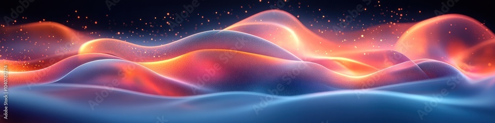 Poster abstract waves of color and light creating a dynamic visual effect.