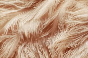 Close-up of soft beige feather texture showcasing its light and airy qualities with delicate strands gently undulating