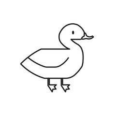 Cute duck line icon isolated on white background. Vector illustration.