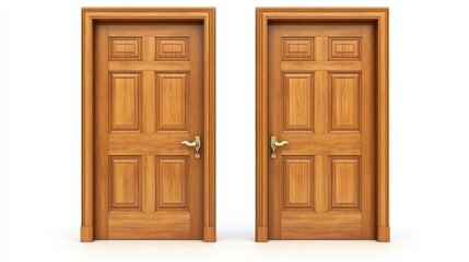 Obraz premium Classic Wooden Double Doors in Natural Finish