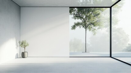 Obraz premium Modern Minimalist Interior with Nature View