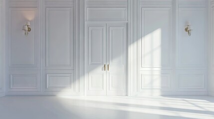 Obraz premium Elegant White Interior with Shadow Play and Details