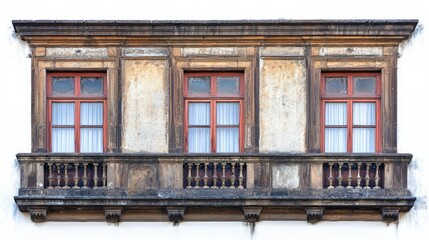 Charming Wooden Window with Balustrade and Classic Design