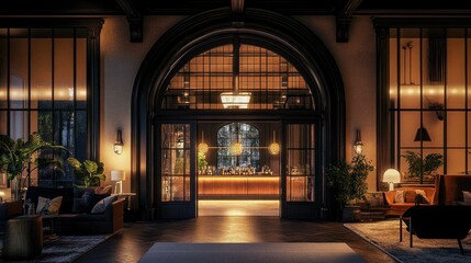 Arched Grand Doorway in Luxurious Interior Space