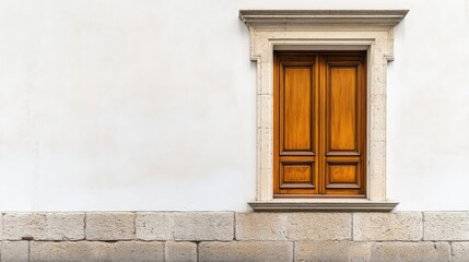 Elegant Wooden Window on a White Wall