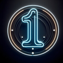검은 배경, 숫자 "1", 네온사인 (black background, number "1", neon sign)