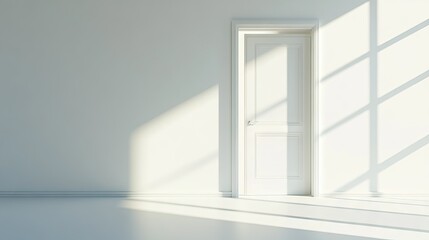 Fototapeta premium Modern 3D Render of White Double Doors in Minimalist Space