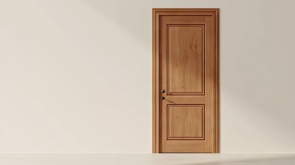 Closed Wooden Door in Minimalist Room