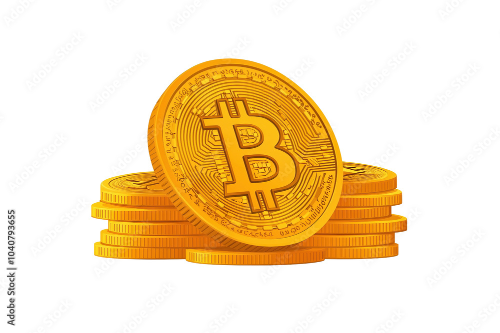 Poster bitcoin coins stack, digital currency concept, white isolate background. isolated on transparent bac