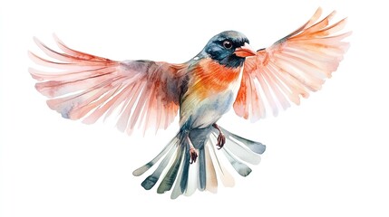 A colorful bird with outstretched wings in a vibrant watercolor illustration, showcasing nature&rsquo;s beauty and artistry