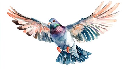 Obraz premium A colorful bird with outstretched wings in a vibrant watercolor illustration, showcasing nature’s beauty and artistry