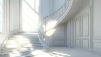 Obraz premium Elegant White Staircase with Natural Light