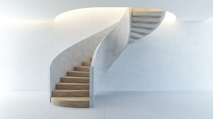 Artistic Spiral Staircase in Minimalist Space