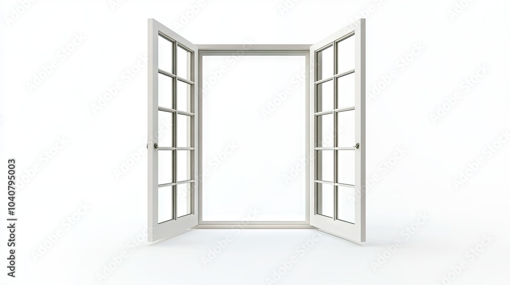 Poster elegant 3d rendering of open plastic window