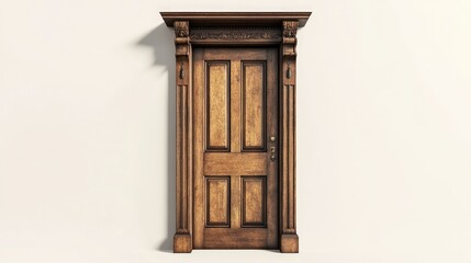 Obraz premium Elegant Wooden Door with Ornate Frame in 3D Style