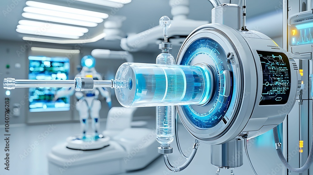 Poster exploring advanced medical technologies innovations in robotics and healthcare systems for future pa
