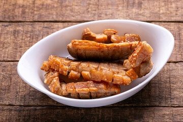 Crispy Fried Pork Crackling Skin Food Dish