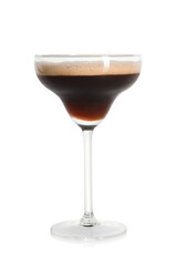 One glass of delicious espresso martini isolated on white