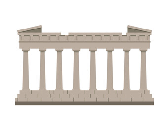 Fototapeta premium ギリシャのアクロポリス、パルテノン神殿のイラスト 世界遺産、観光名所 白背景 ベクターデータ