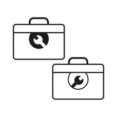 Toolbox icon. Wrench symbol. Repair box image. Black and white vector.