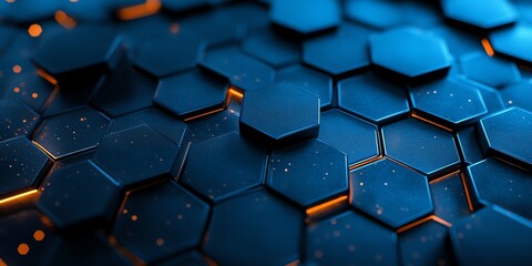 Abstract blue and orange honeycomb pattern.
