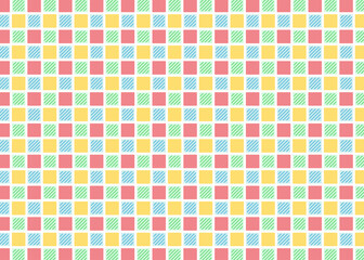 Fototapeta premium 四角柄のパターン、タイル、格子状、ポップな背景素材