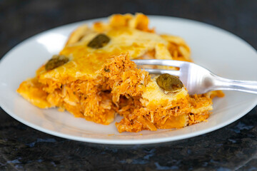 Traditional chicken pie with typical Brazilian catupiry. Empad&atilde;o de frango