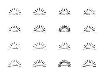 シンプルなサンバーストの手書き風イラストセット（16種類）