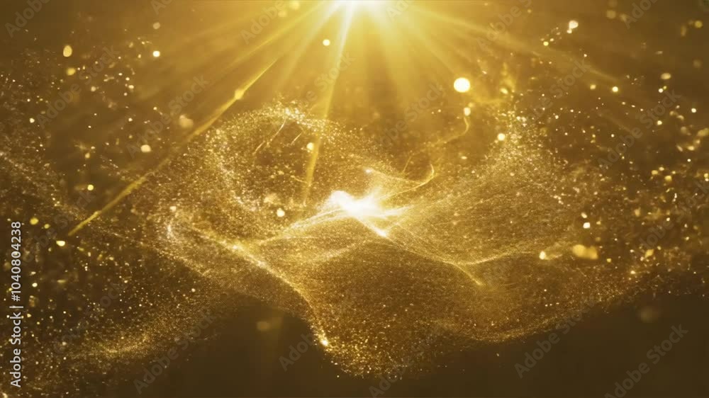 Poster golden light sparkles and swirls create magical atmosphere of shimmering particles, evoking wonder a
