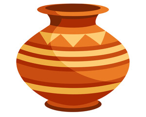 beautiful clay vase on vector art illustration