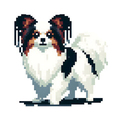 흰 배경, 빠삐용, 픽셀아트 (white background, Papillon, pixel art)