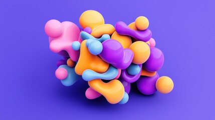 Abstract 3D Rendered Colorful Shapes: A Visual Symphony