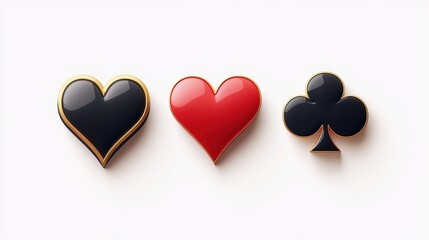 Set Of Card Suit Icons Featuring Hearts And Clubs On A Neutral Background Suitable For Design Projects