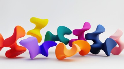 Abstract 3D Rendered Colorful Shapes: A Visual Symphony