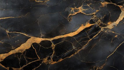 Fototapeta premium Chic black marble with golden veining showcasing beautiful breccia patterns for luxurious ceramic wall