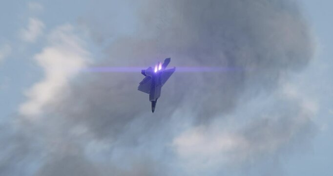 F22 Fighter Jet Flying Through the Clouds